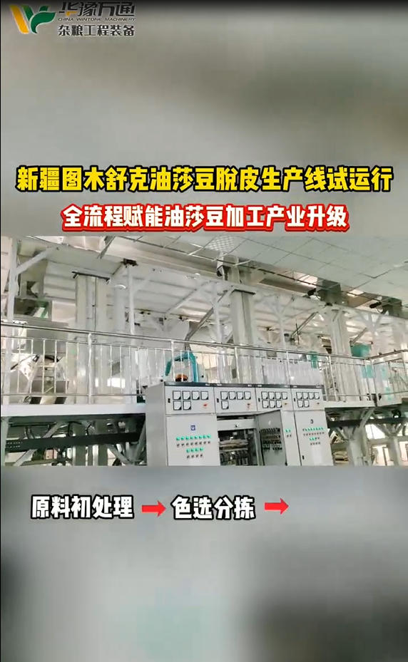 華豫萬(wàn)通承建新疆圖木舒克油莎豆脫皮生產(chǎn)線試運(yùn)行